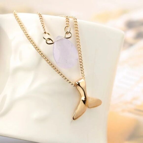 MOONSTONE and Mermaid Tail Necklace - Picture 2 of 9